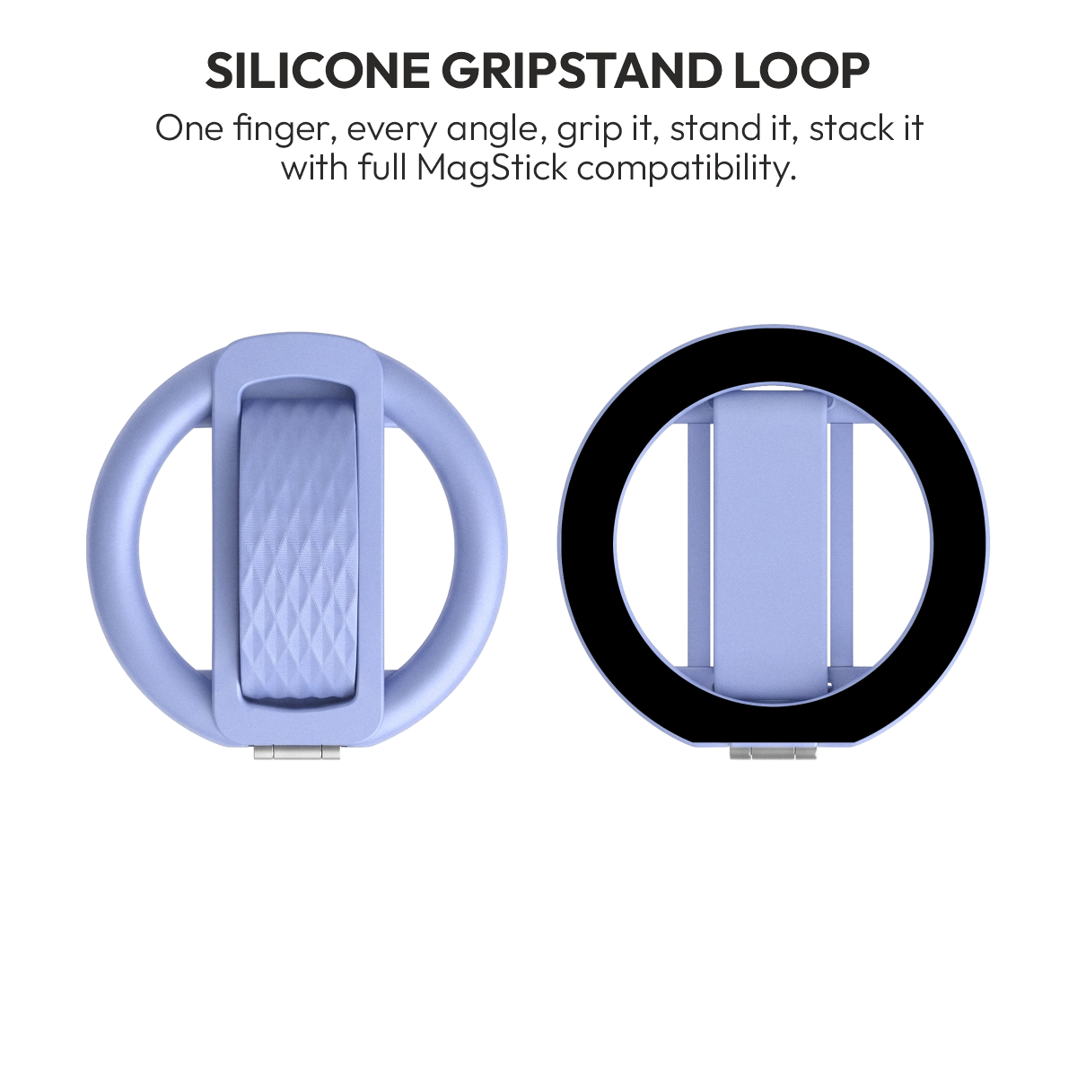 Loop silicone gripstand in Glacier Blue, loop and magnetic ring