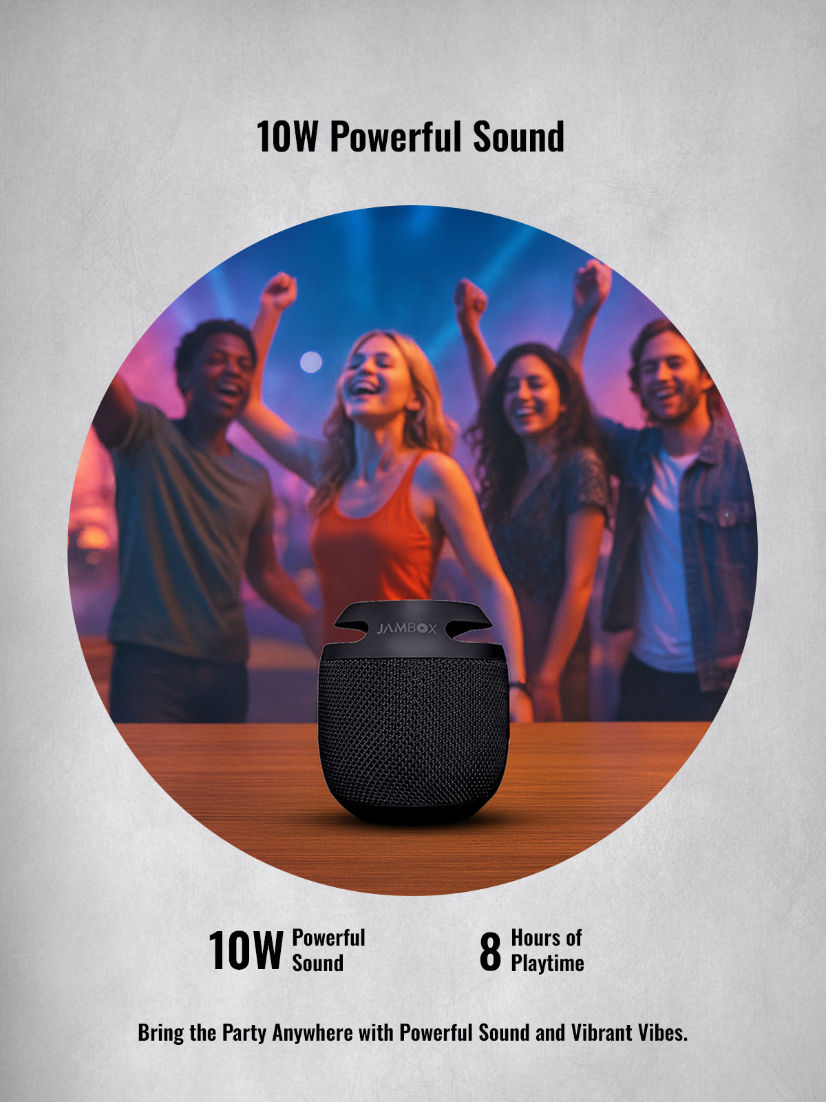 JAMBOX 10W Bluetooth Speaker – Portable Wireless Speaker with 10 Hours Playtime & Water-Resistant Design