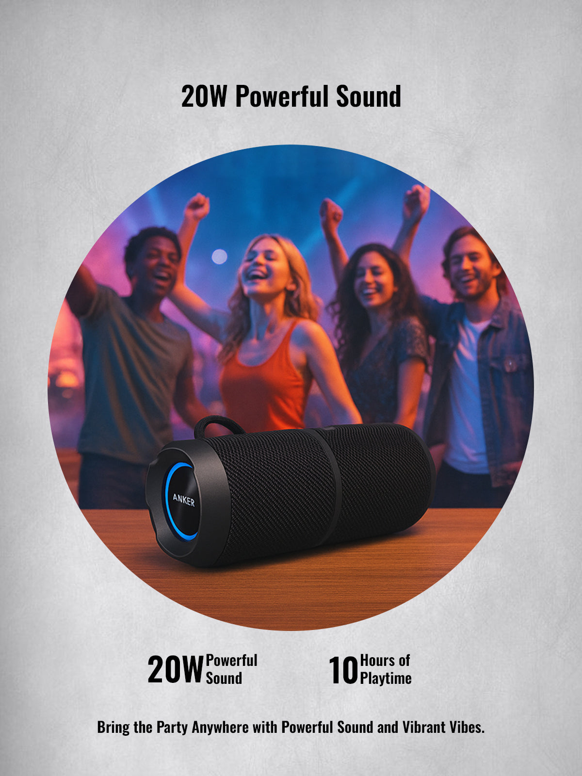 JAMBOX 20W Bluetooth Party Speaker – Portable Wireless Speaker with 10 Hours Playtime & IPX6 Water-Resistant Design