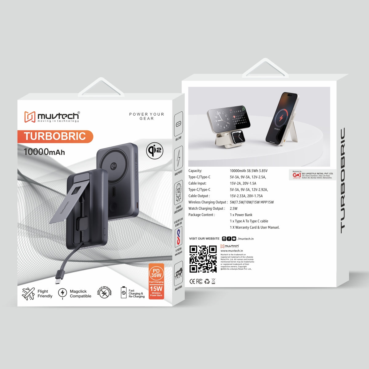 Qi2 Certified TURBOBRIC 10000mAh Power Bank