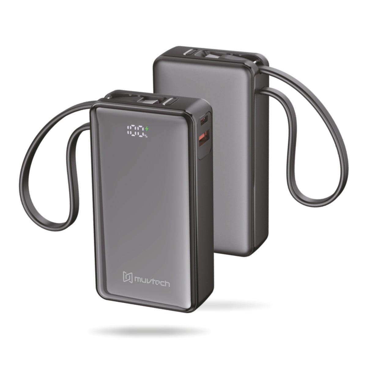 Mini Mate 10000mAh Power Bank, With Built-In Cable.