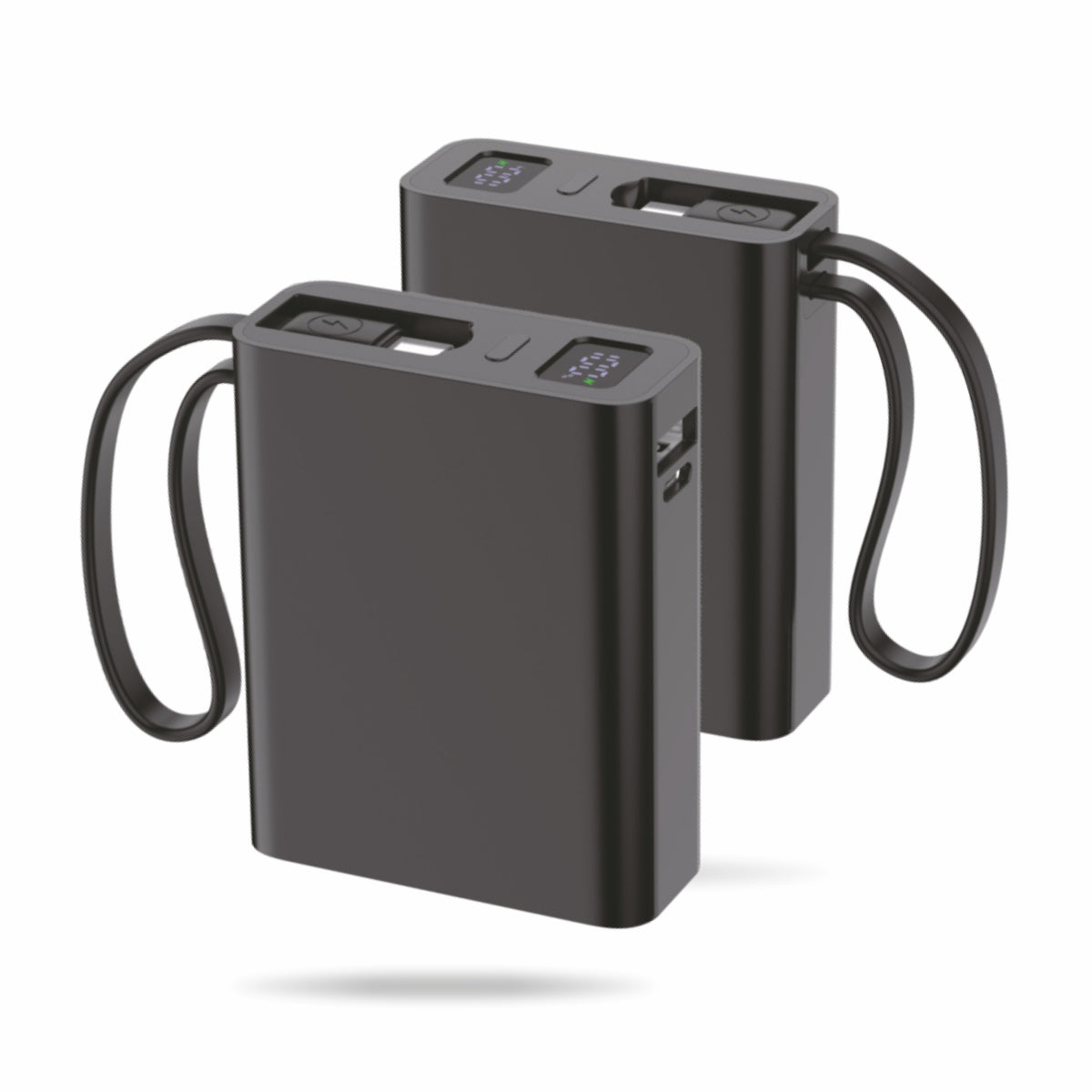 Mini Tank 10000mAh Power Bank with Built-in Cable.