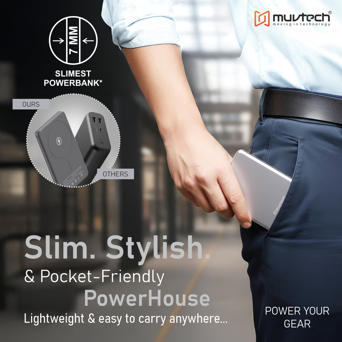 AEROSLIM 5000mAh Ultra-Slim, 15W Mag-Safe Compatible Power Bank