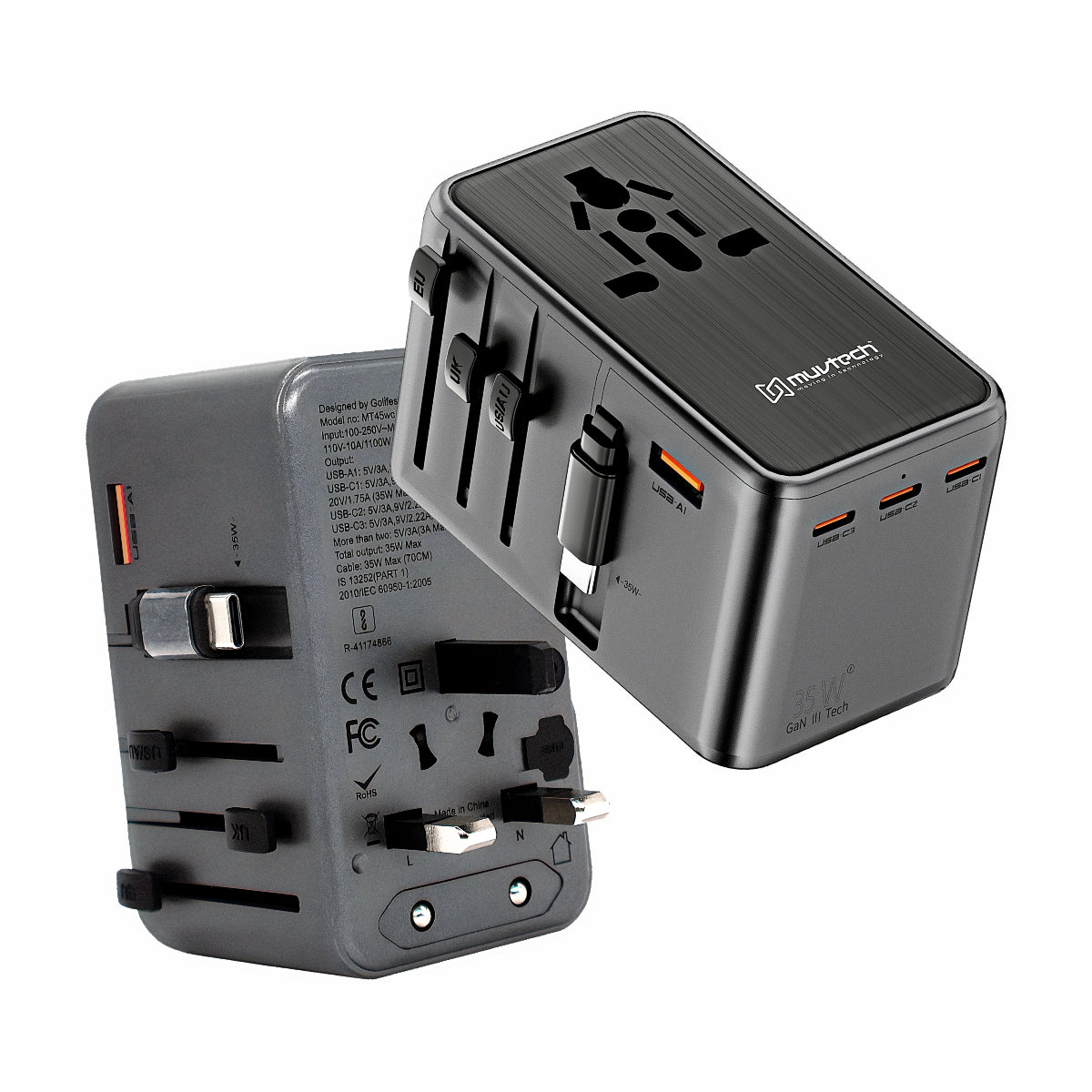 World Traveller Pro Universal 35W PD Fast Charger Adapter