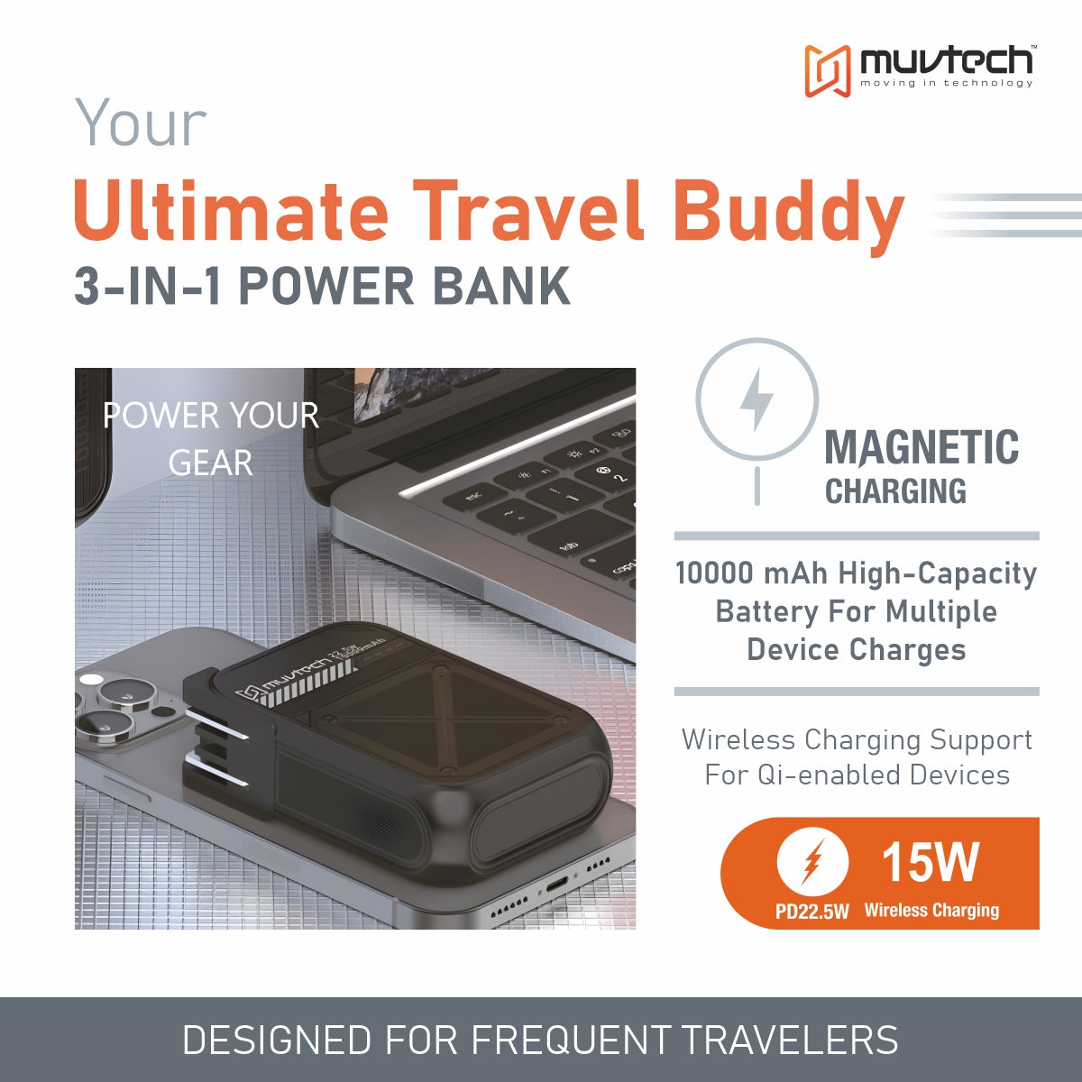 Travel Mate MagSafe Power Bank + Charger Built-In.