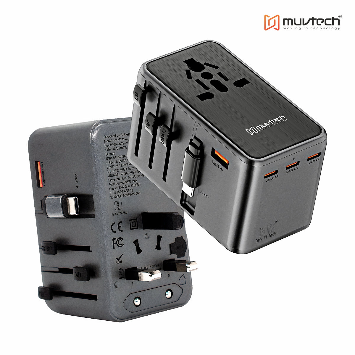 World Traveller Pro Universal 35W PD Fast Charger Adapter | Compatible with MacBook, Laptops & International Travel (200+ Countries)