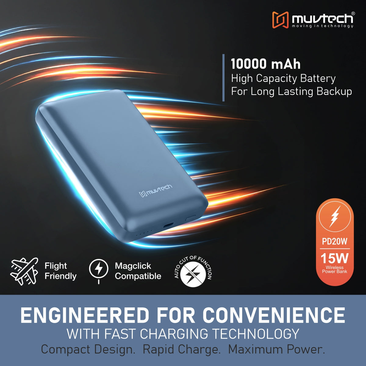 Pocket Pro 10000mAh  15W Mag-Safe Wireless Charging Power Bank