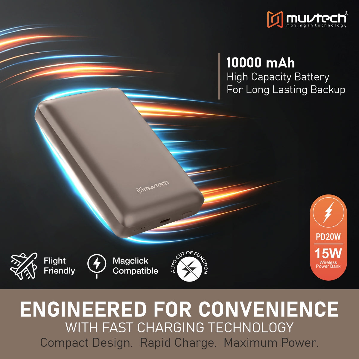 Pocket Pro 10000mAh  15W Mag-Safe Wireless Charging Power Bank