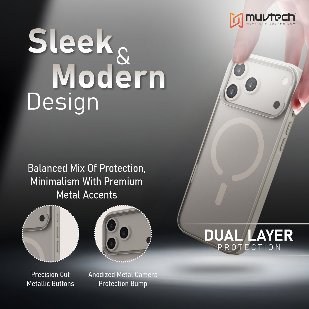 Reno Case for iPhone 17 Pro / Pro Max Protective Case with Metal Camera Protection Bump