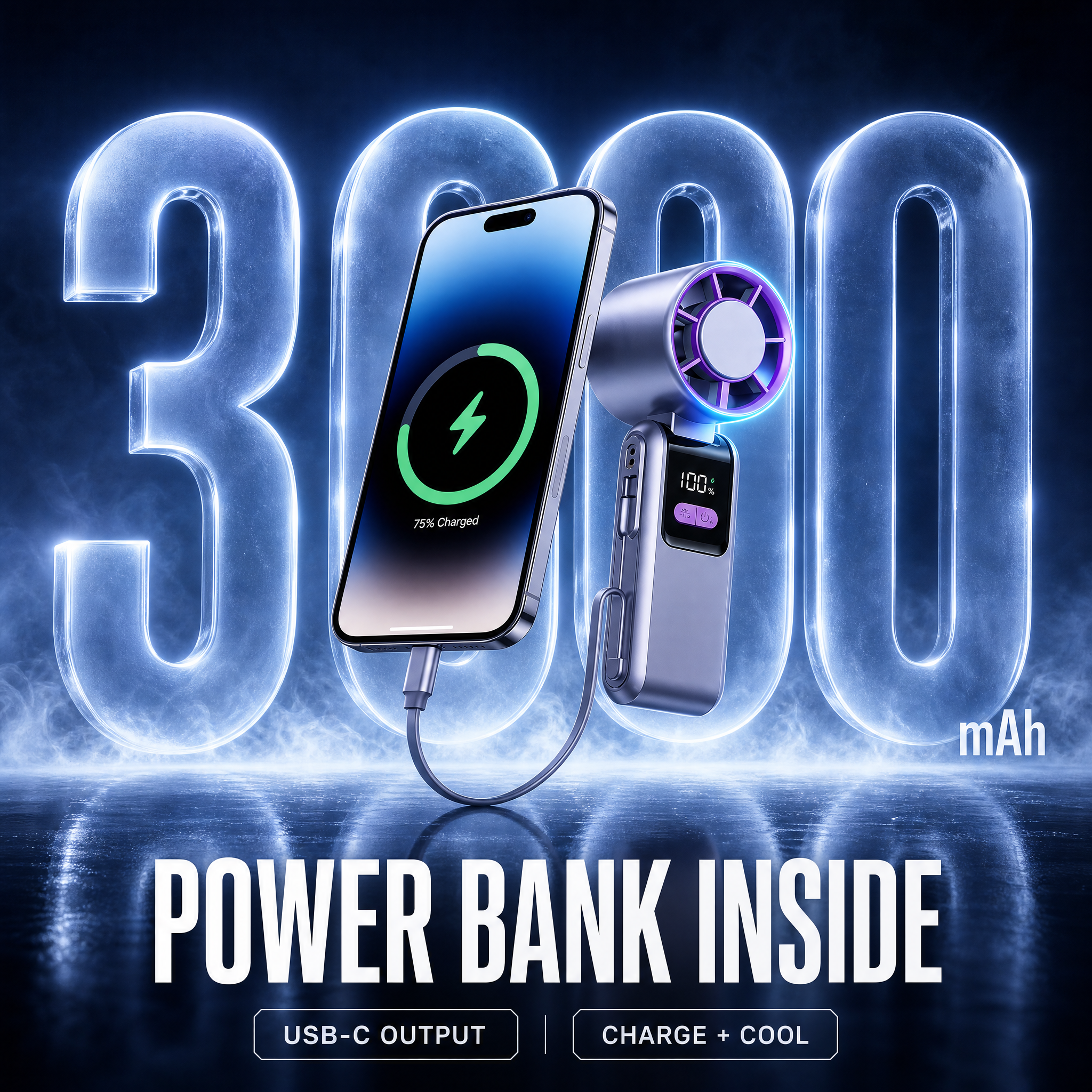AERO Ice Cooling Handheld Fan with Power Bank
