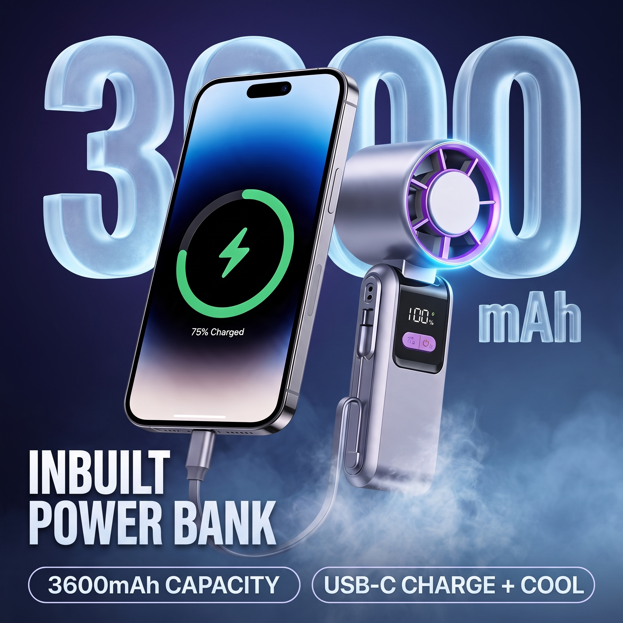 AERO Ice Cooling Handheld Fan with Power Bank