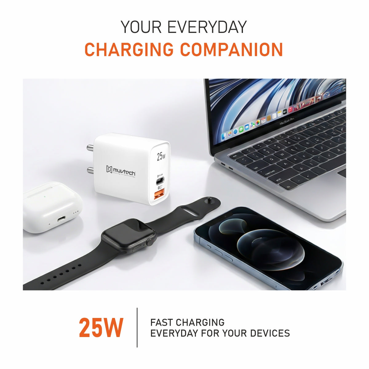 25W Dual Port USB & Type-C Wall Charger