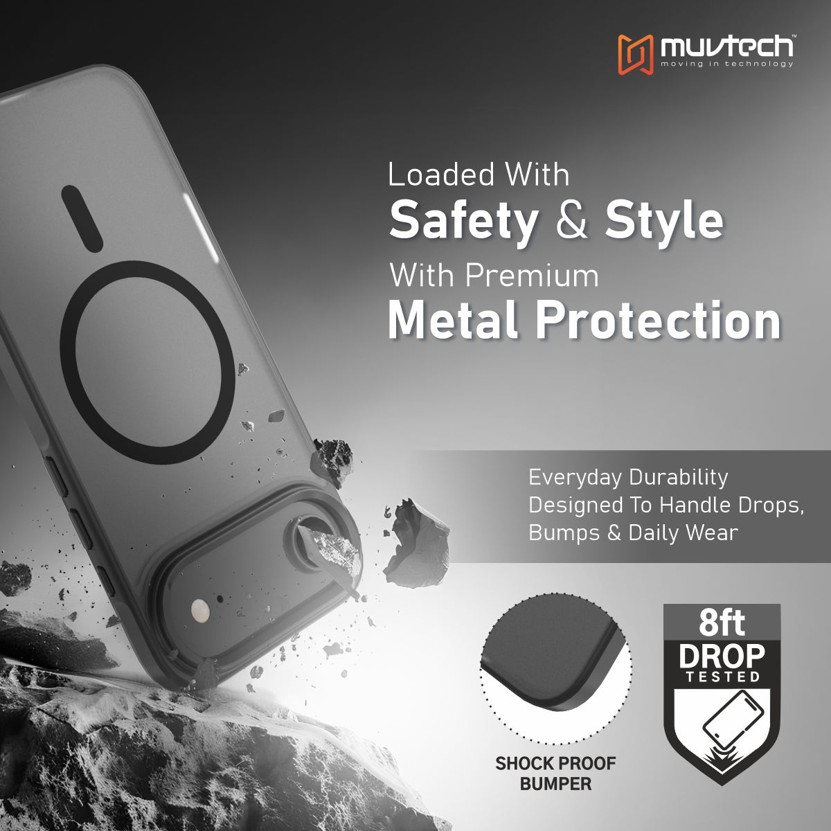 Reno Case for iPhone 17 Air Protective Case with Metal Camera Protection Bump