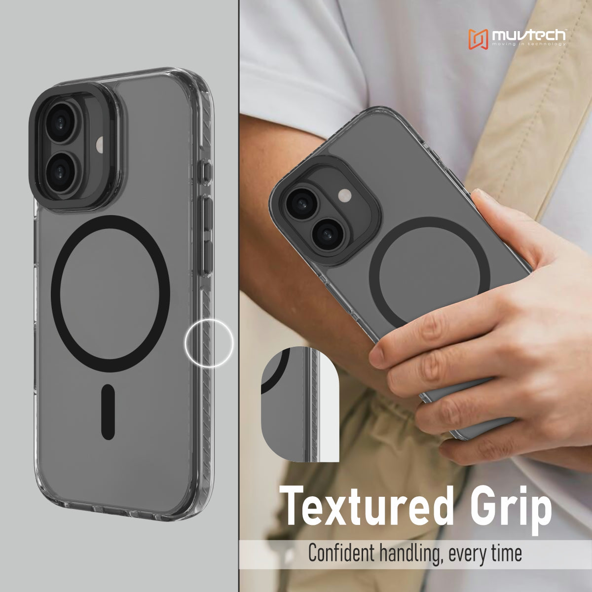Troy Case for iPhone 17 Protective Case with Metal Camera Ring and Buttons