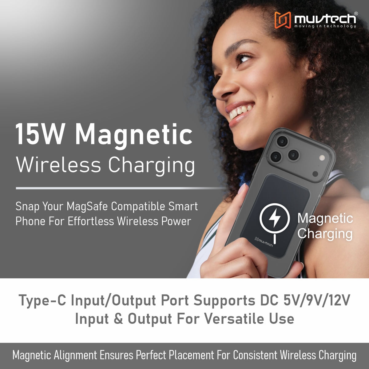 Pocket 5000mAh Power Bank | 15W Mag-Safe Wireless Charging Power Bank