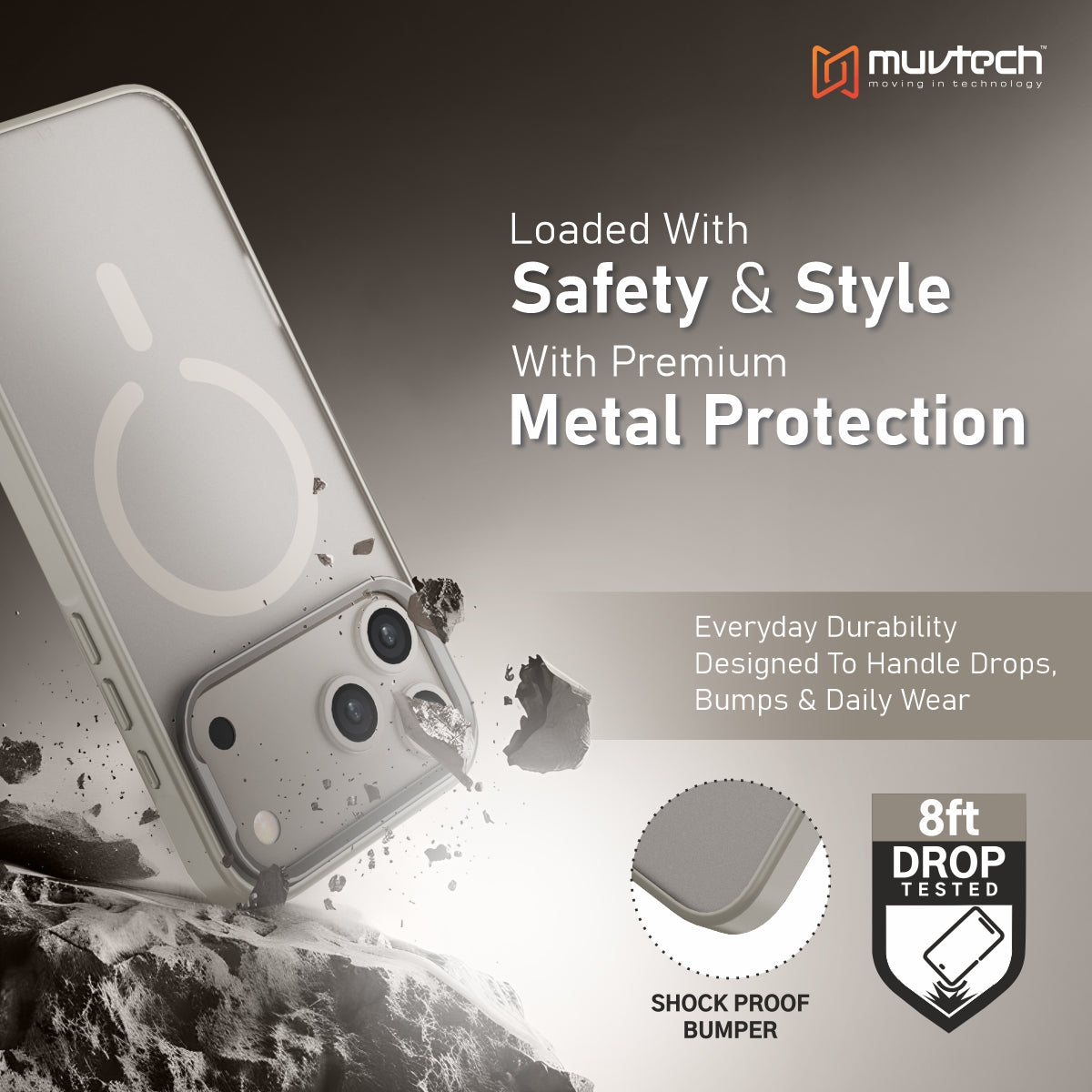 Reno Case for iPhone 17 Pro / Pro Max Protective Case with Metal Camera Protection Bump