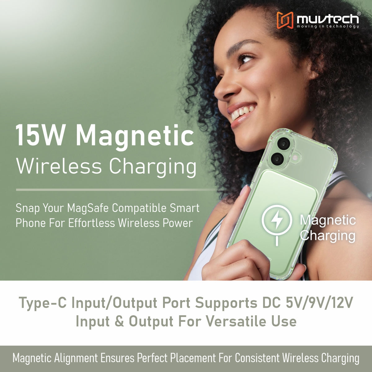 Pocket 5000mAh Power Bank | 15W Mag-Safe Wireless Charging Power Bank