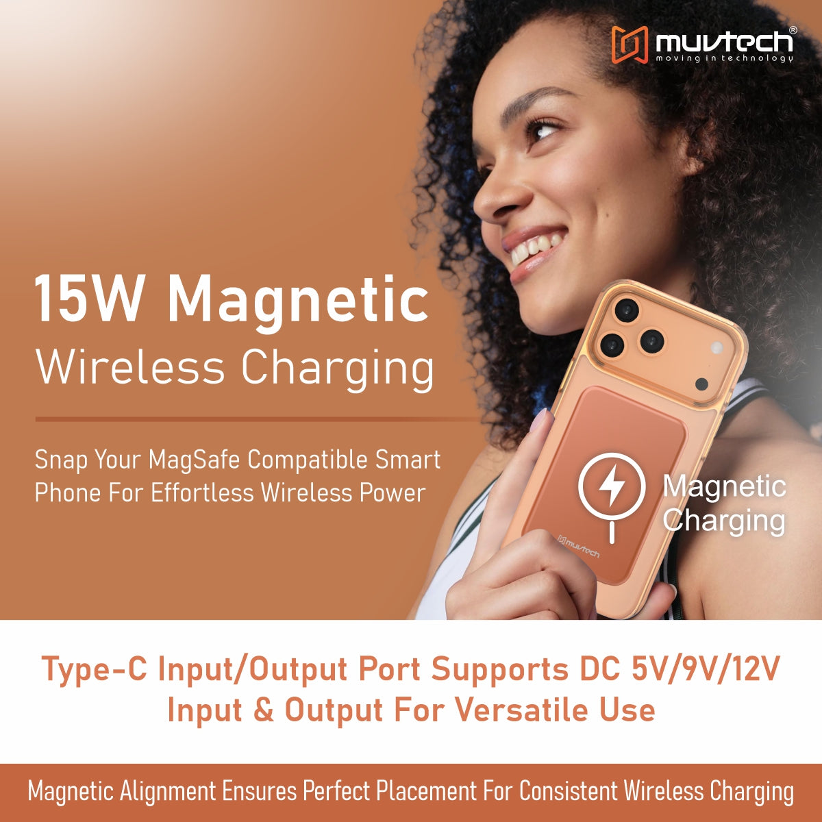 Pocket 5000mAh Power Bank | 15W Mag-Safe Wireless Charging Power Bank