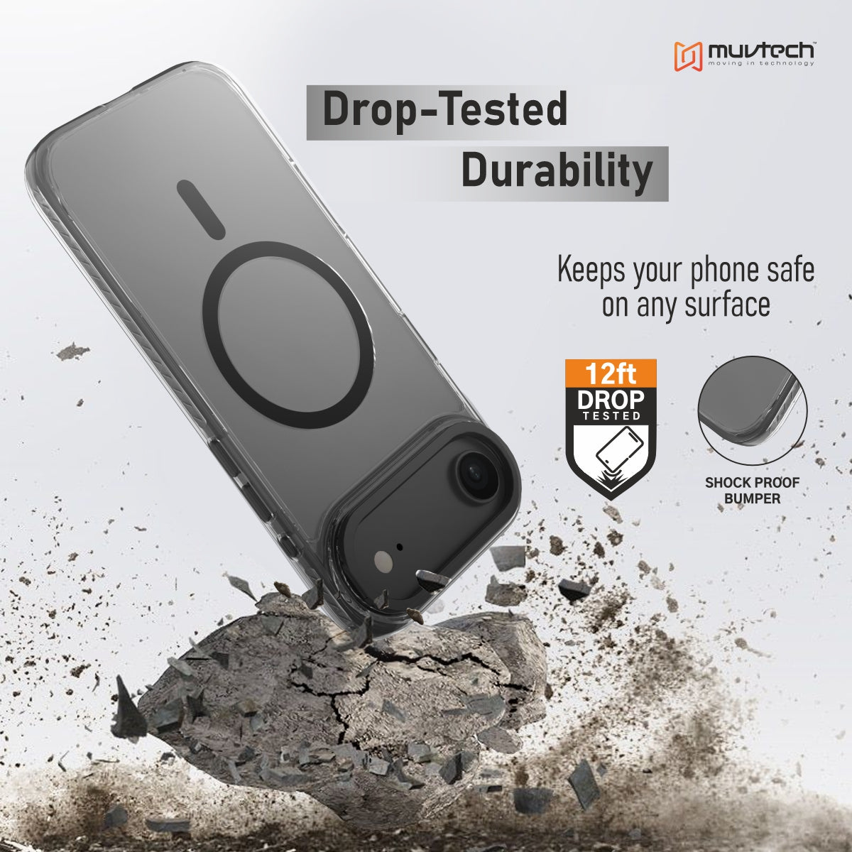 Troy Case for iPhone 17 Air Protective Case with Metal Camera Ring and Buttons