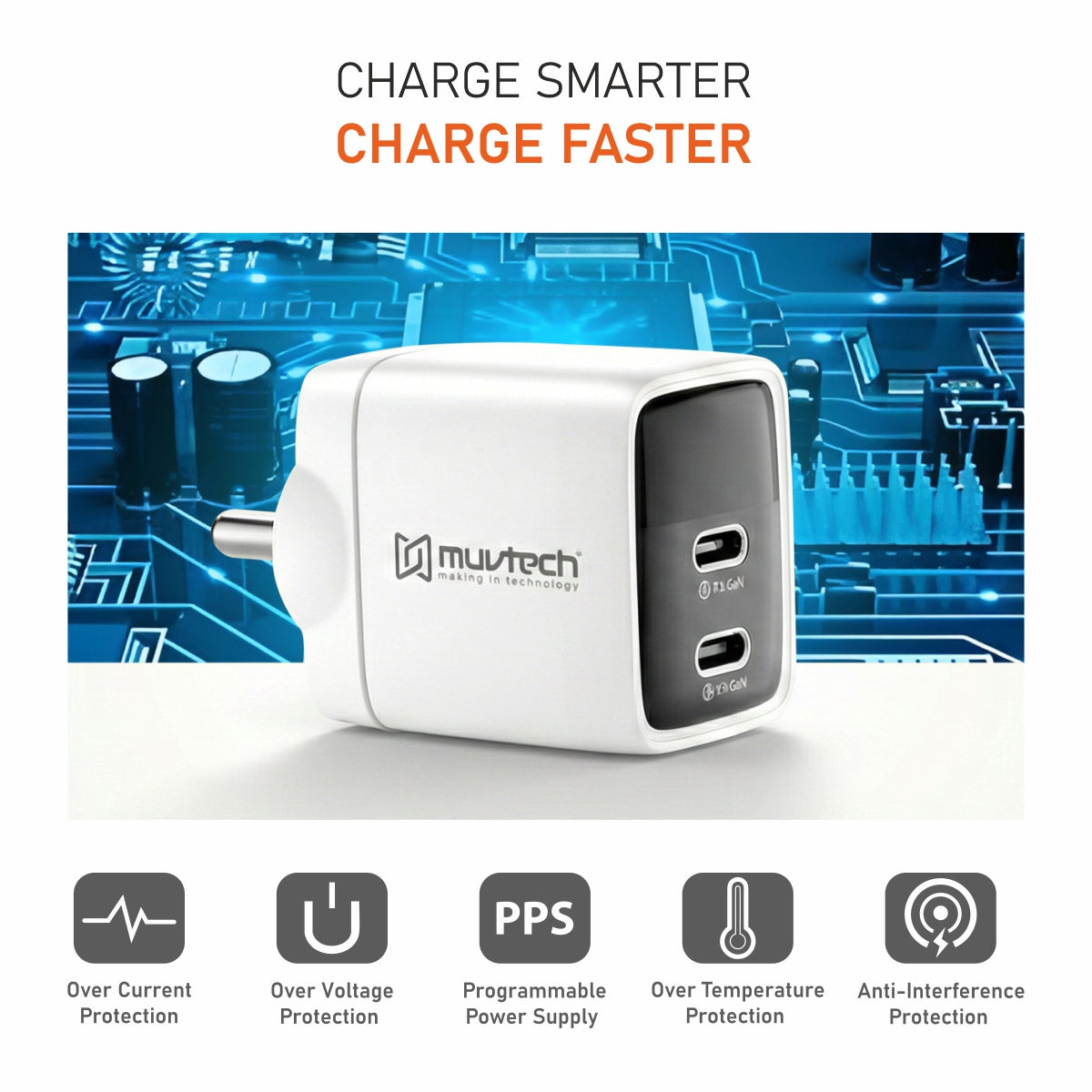 Air Cube 45W Dual‑Port GaN Wall Charger Adapter