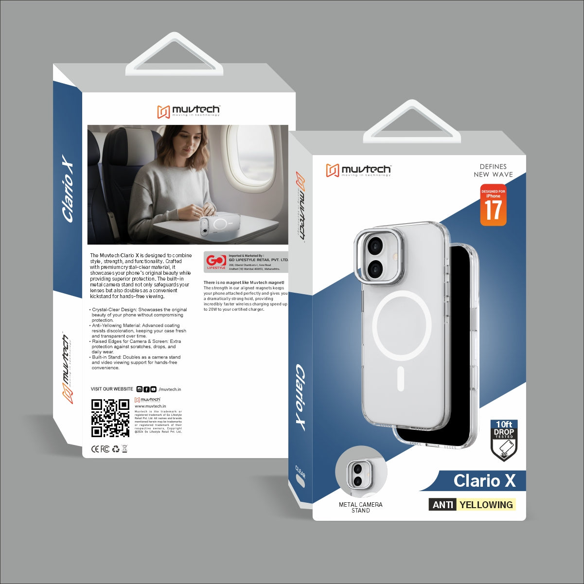 Clario X Anti Yellow Case for iPhone 17 Series with Stand