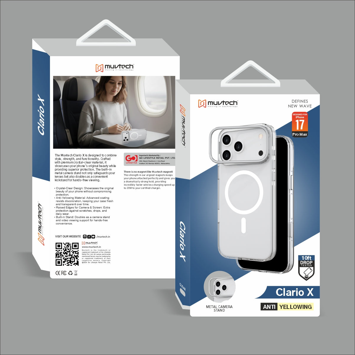 Clario X Anti Yellow Case for iPhone 17 Series with Stand