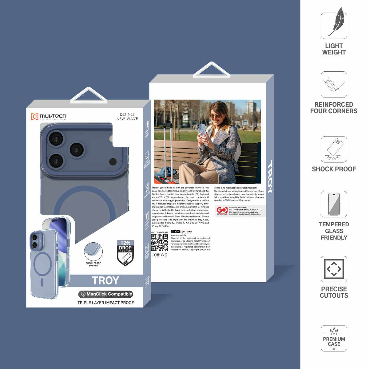 Troy Case for iPhone 17 Pro / Pro Max Protective Case with Metal Camera Ring and Buttons