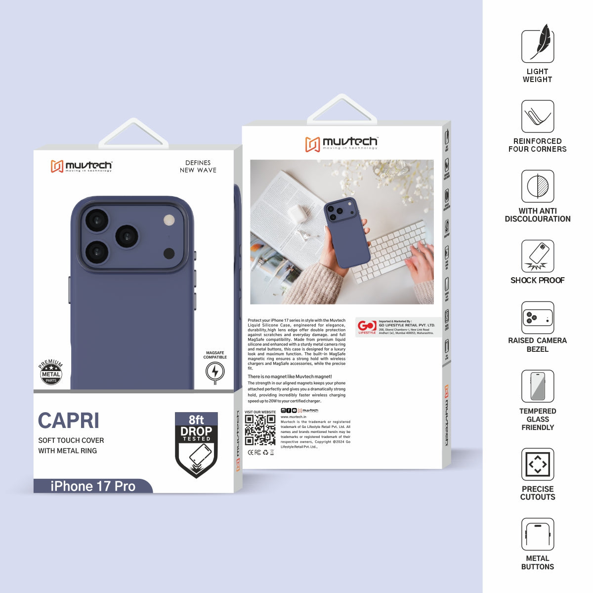 Capri Case for iPhone 17 Pro / Pro Max  Liquid Silicone Case with Metal Camera Ring and Buttons