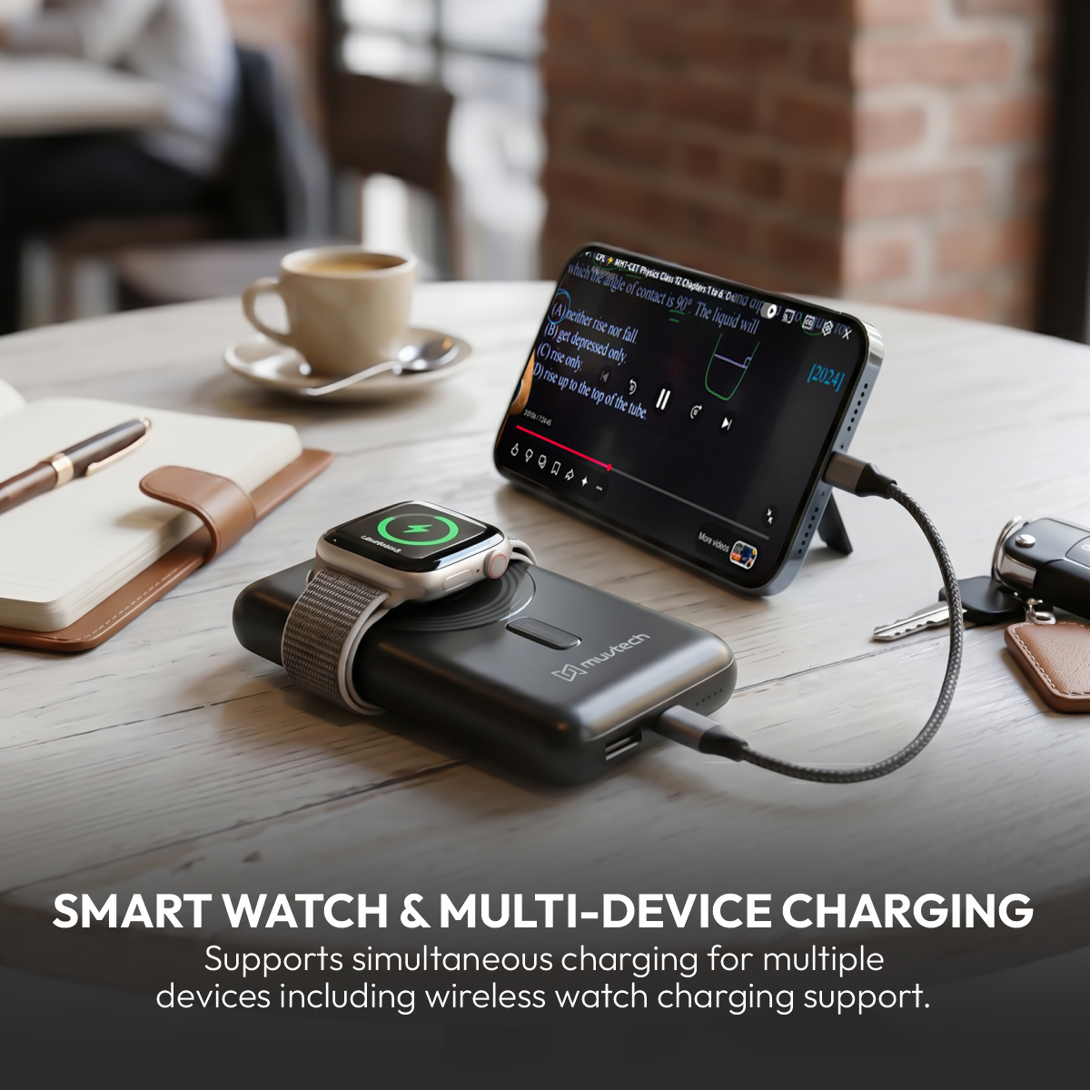 Pocket Link 10000mAh Power Bank with Cables