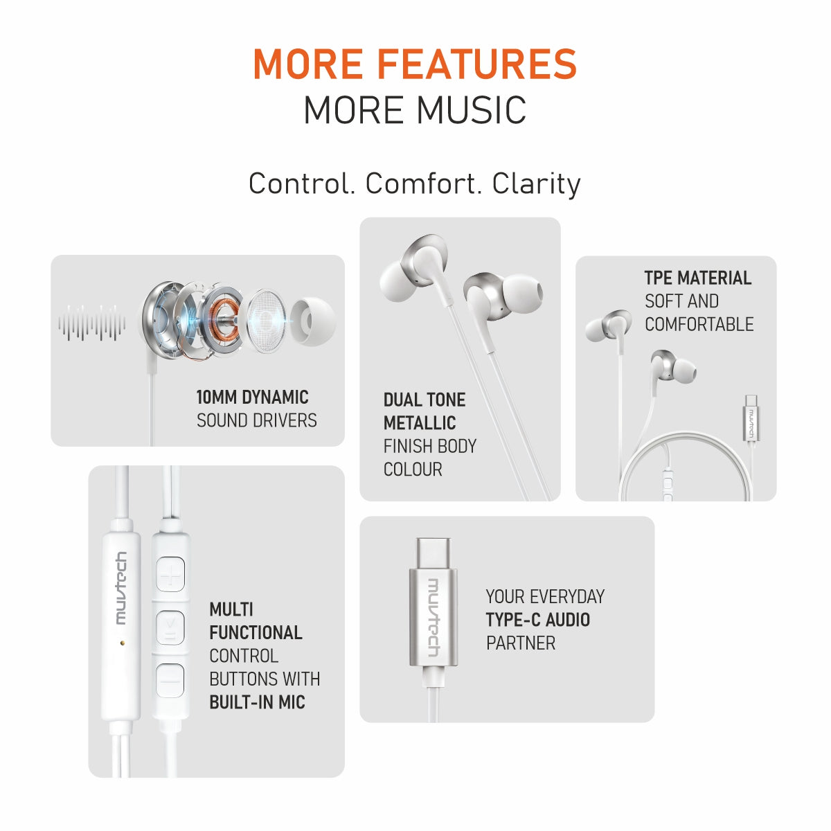 Trubuds Type-C Wired Earphones