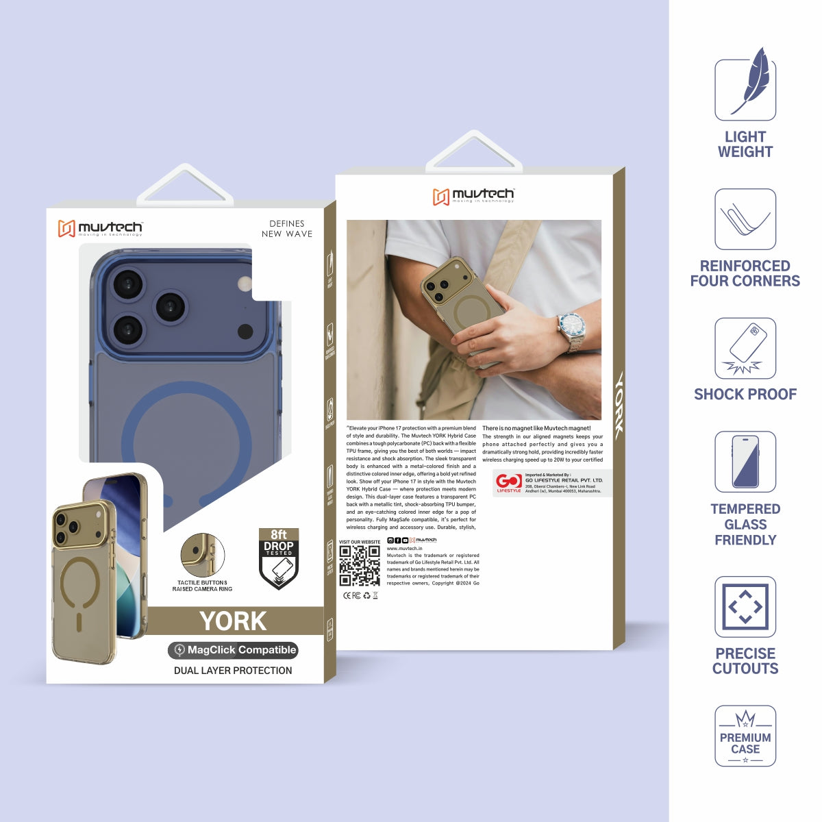 York Case for iPhone 17 Pro / Pro Max Protective Case with Camera Protection Bump