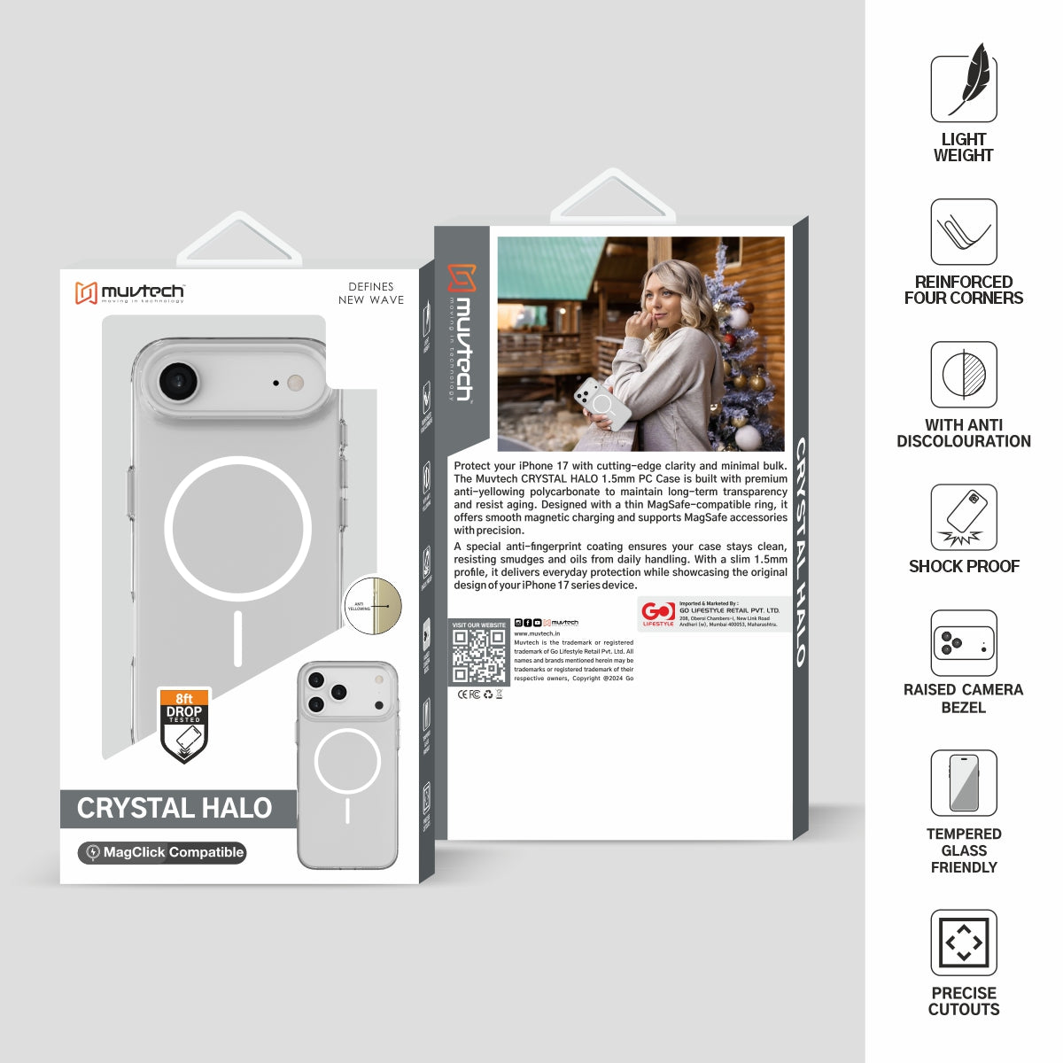 Crystal Halo Case for iPhone 17 Air, Slim Case with Camera Protection Bump, Anti-Yellow Case