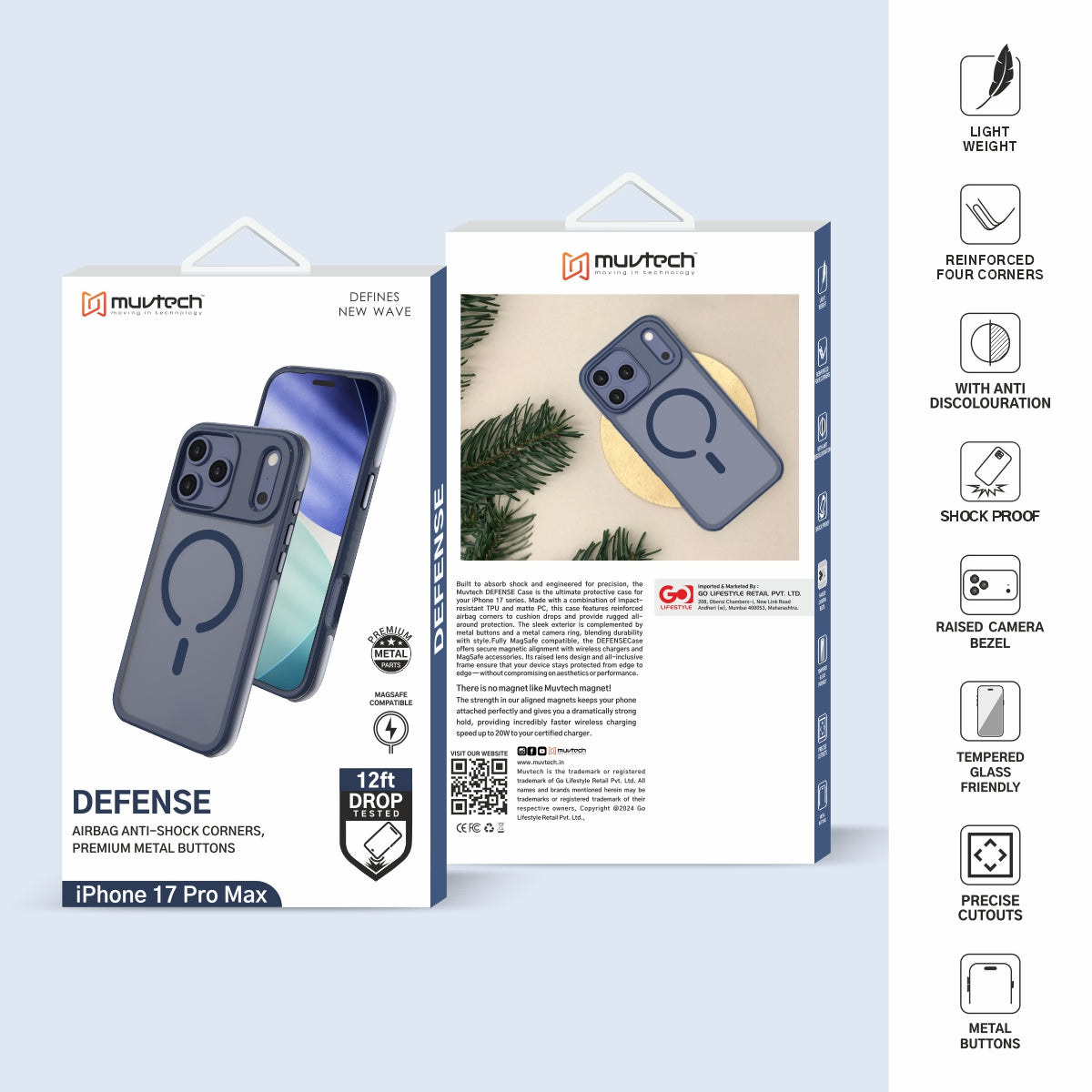 Defense Case for iPhone 17 Pro/Pro Max  Anti-shock Case with Airbags on all Corners For Ultimate Protection