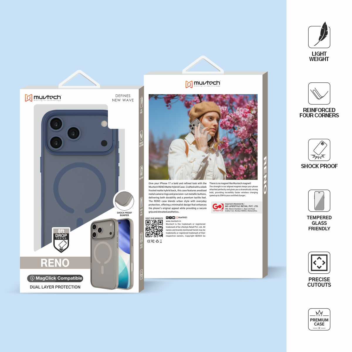 Reno Case for iPhone 17 Pro / Pro Max Protective Case with Metal Camera Protection Bump