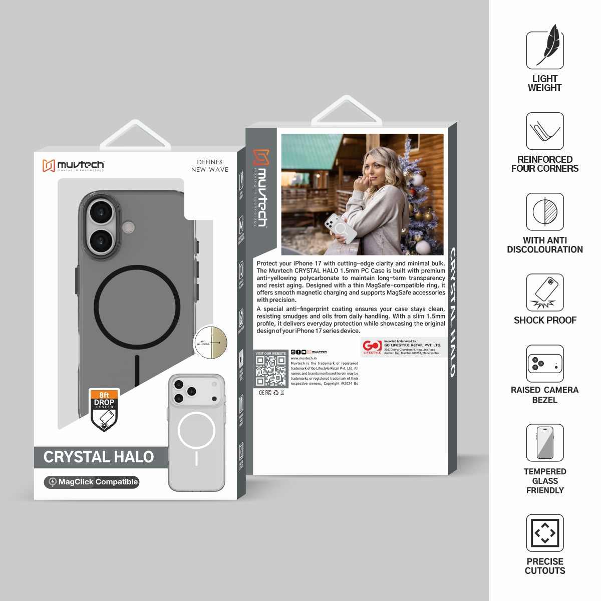 Crystal Halo Case for iPhone 17 Series, Slim Case with Camera Protection Bump, Anti-Yellow Case