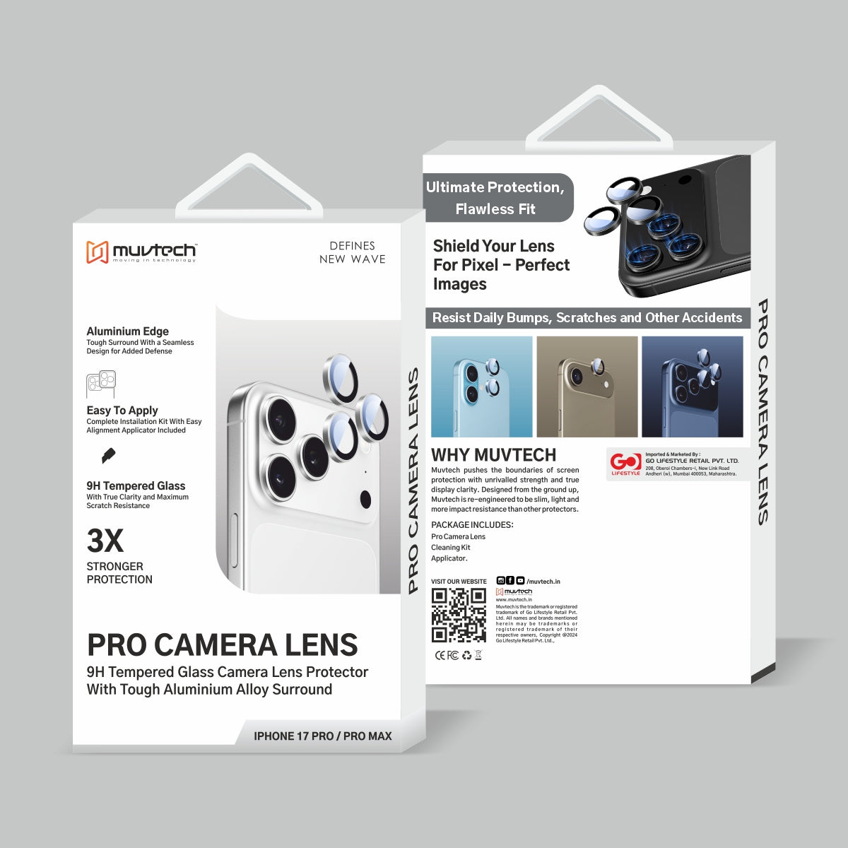 Muvtech iPhone 17 Pro & Pro Max Camera Lens Protector
