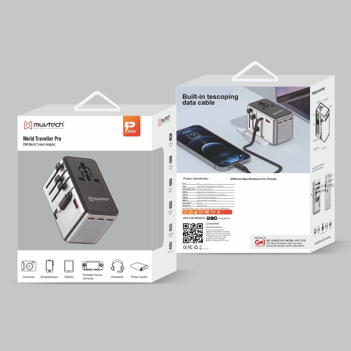 World Traveller Pro Universal 35W PD Fast Charger Adapter