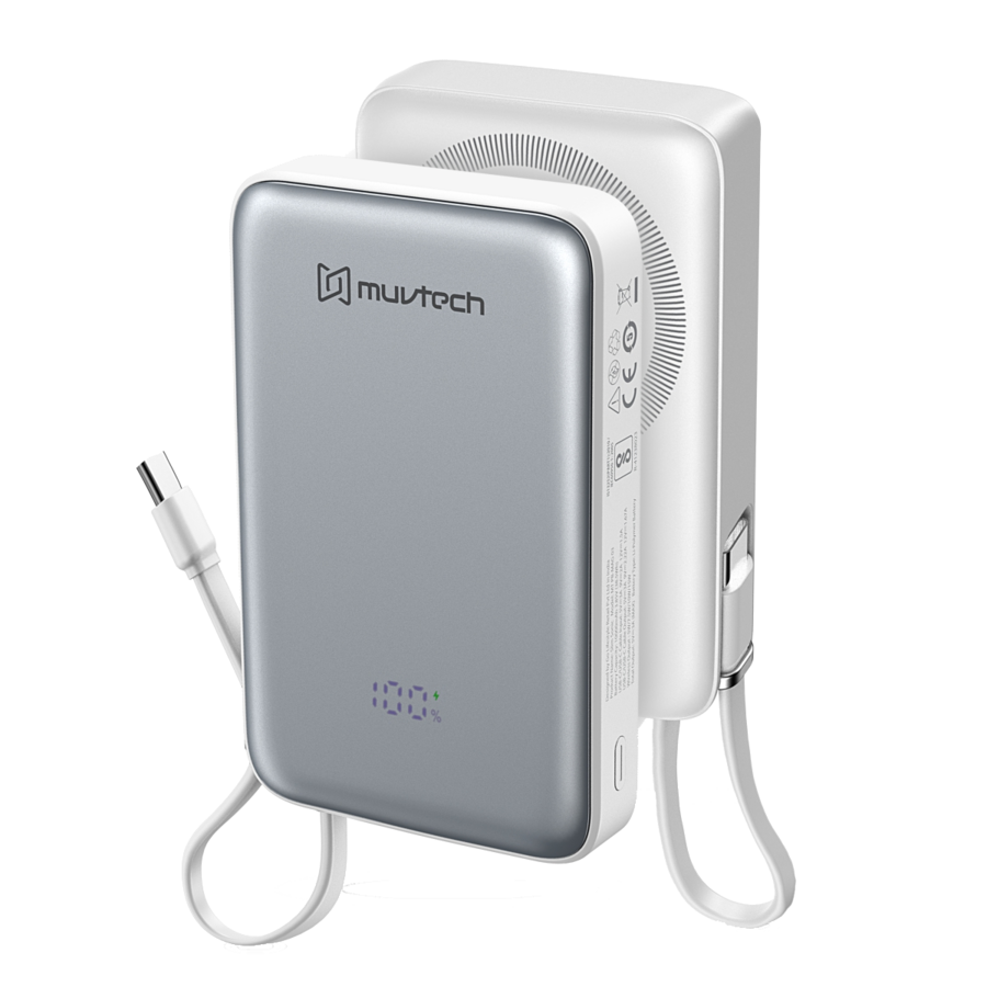 Slimsonic 10000mAh Mag-Safe Power Bank With Built-in Cable.