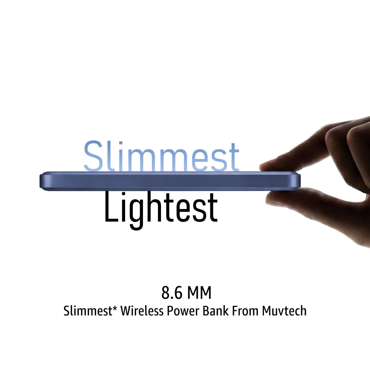 Muvtech AEROSLIM 5,000mAh magnetic power bank in Mood Indigo, 8.6mm side profile