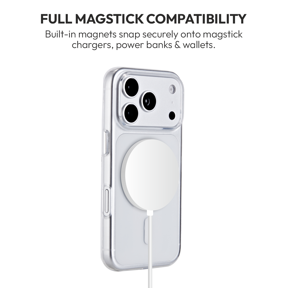 Muvtech Clear Vue Case for iPhone 18 Pro and iPhone 18 Pro Max, clear MagSafe case, product view 4