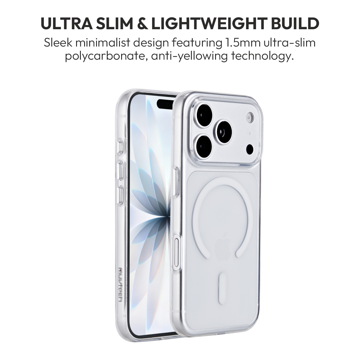 Muvtech Clear Vue Case for iPhone 18 Pro and iPhone 18 Pro Max, clear MagSafe case, product view 7