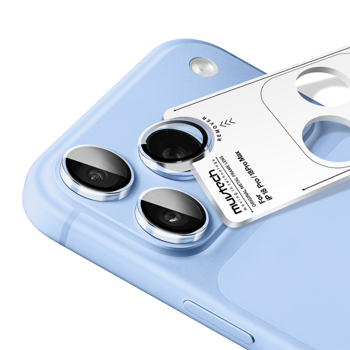 Muvtech IRIS iPhone 18 Pro and Pro Max camera lens protector in Clear, camera lens protector set with alignment applicator #Color_Clear