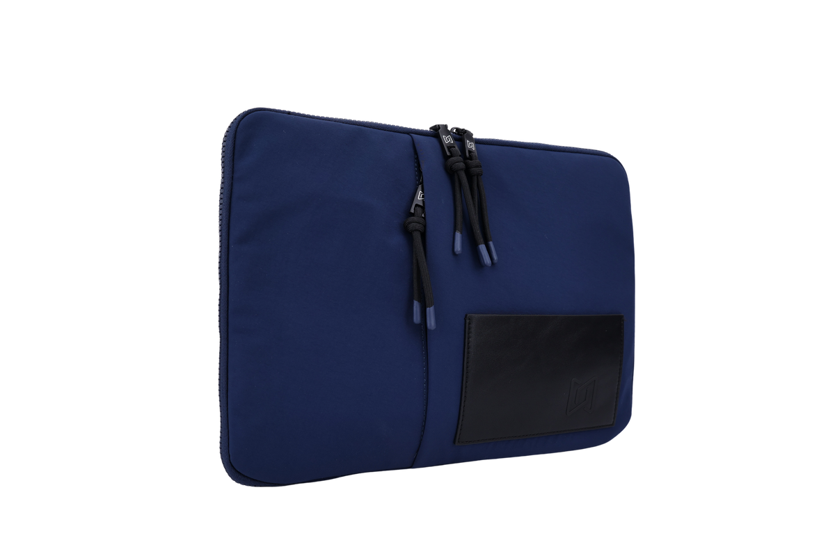 The Loft Laptop Sleeve in Blue, angled view #Color_Blue