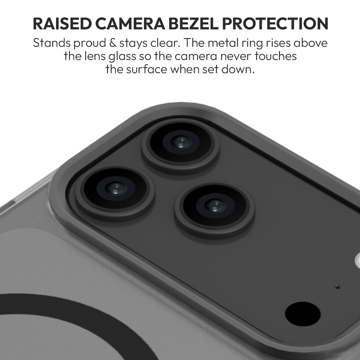 MIST case in Black, raised metal camera protection#Color_Black