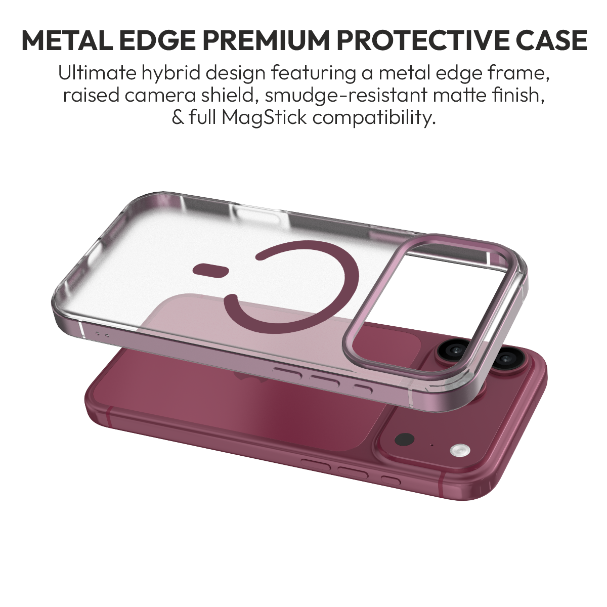 MIST case in Burgundy, metal-edge case detail#Color_Burgundy