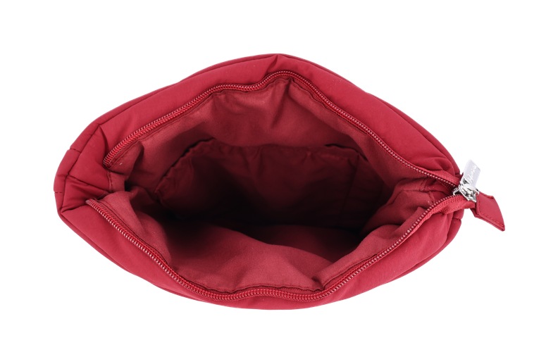 The Nest Laptop Sleeve in Burgundy, padded interior through the top opening #Color_Burgundy