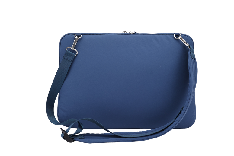 The Port Laptop Sleeve in Blue with detachable shoulder strap #Color_Blue
