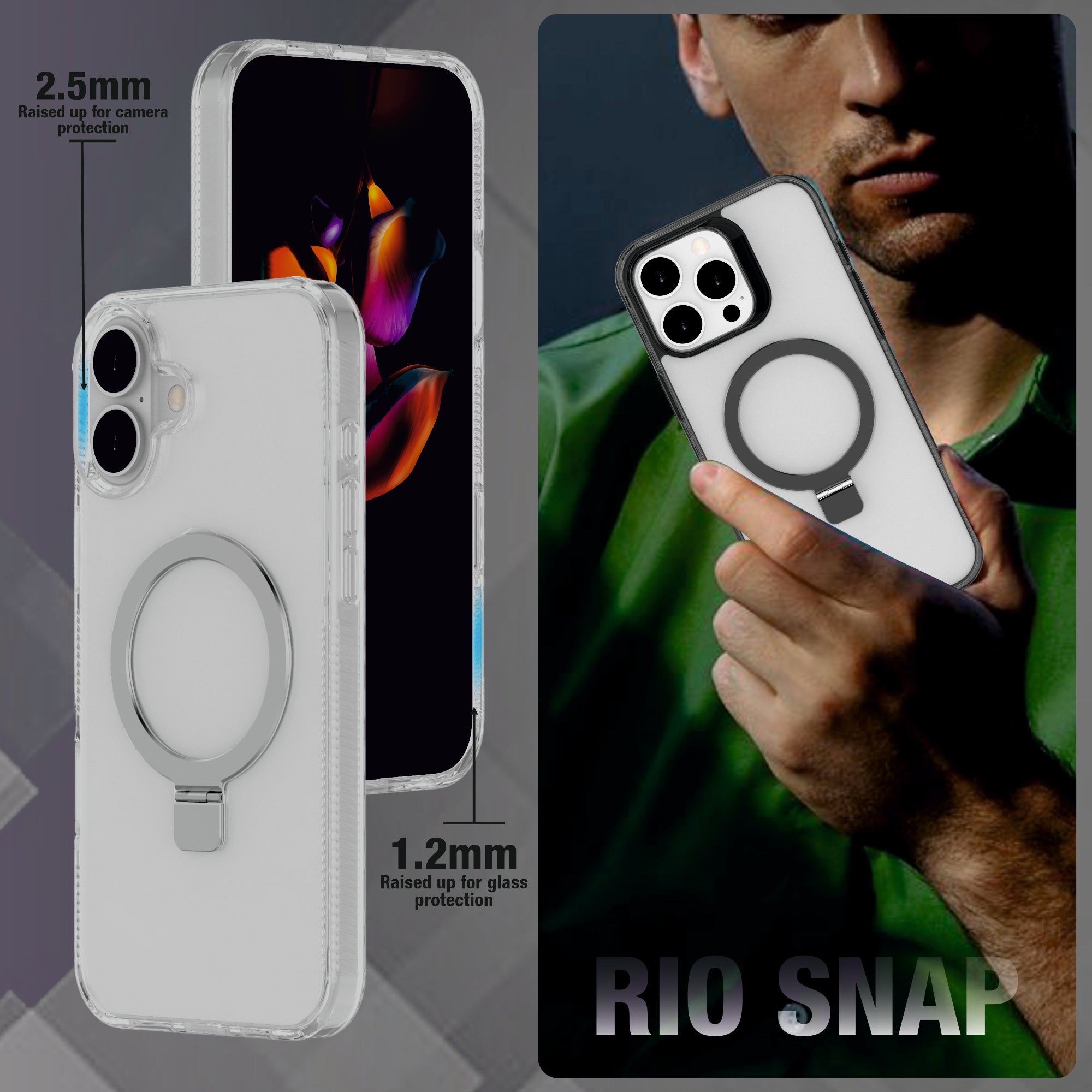 RIO SNAP KICKSTAND TPU Mag-Safe Compatible Case for iPhone 16 Series