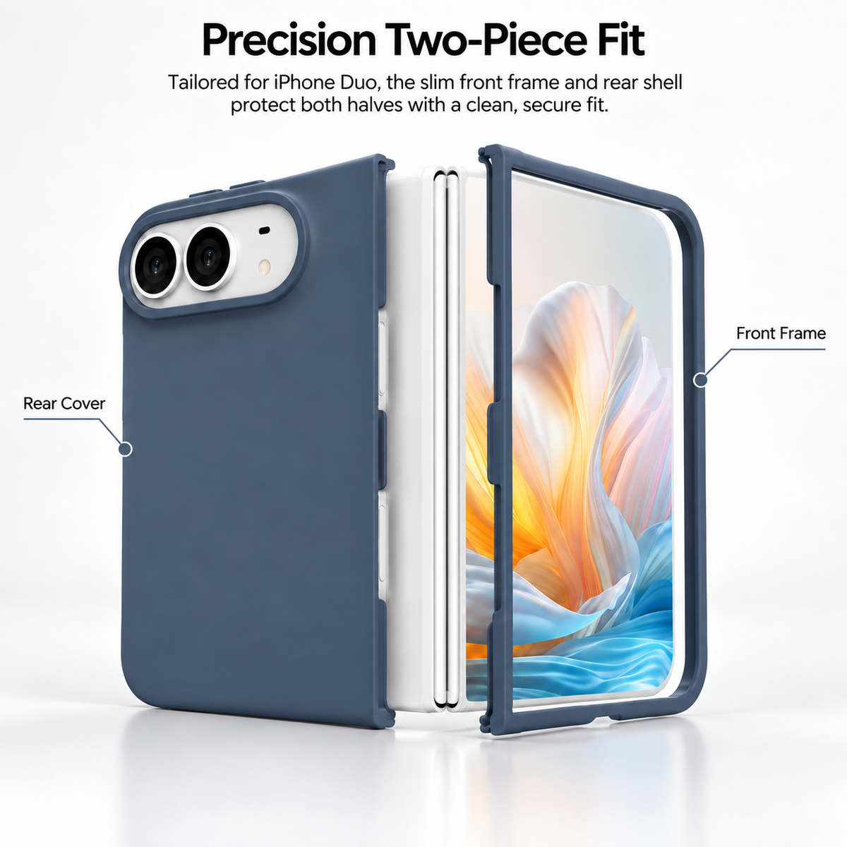 Muvtech Sera Case for iPhone Duo in Navy Blue, polycarbonate front frame and rear shell #Color_Navy_Blue