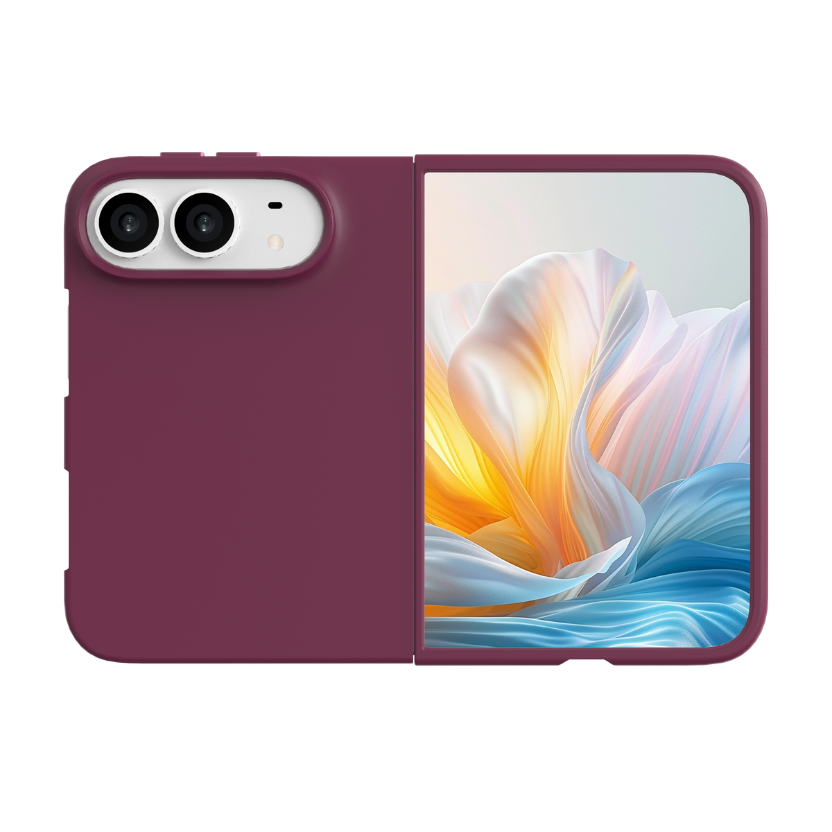 Muvtech Sera Case for iPhone Duo in Burgundy, opened flat #Color_Burgundy